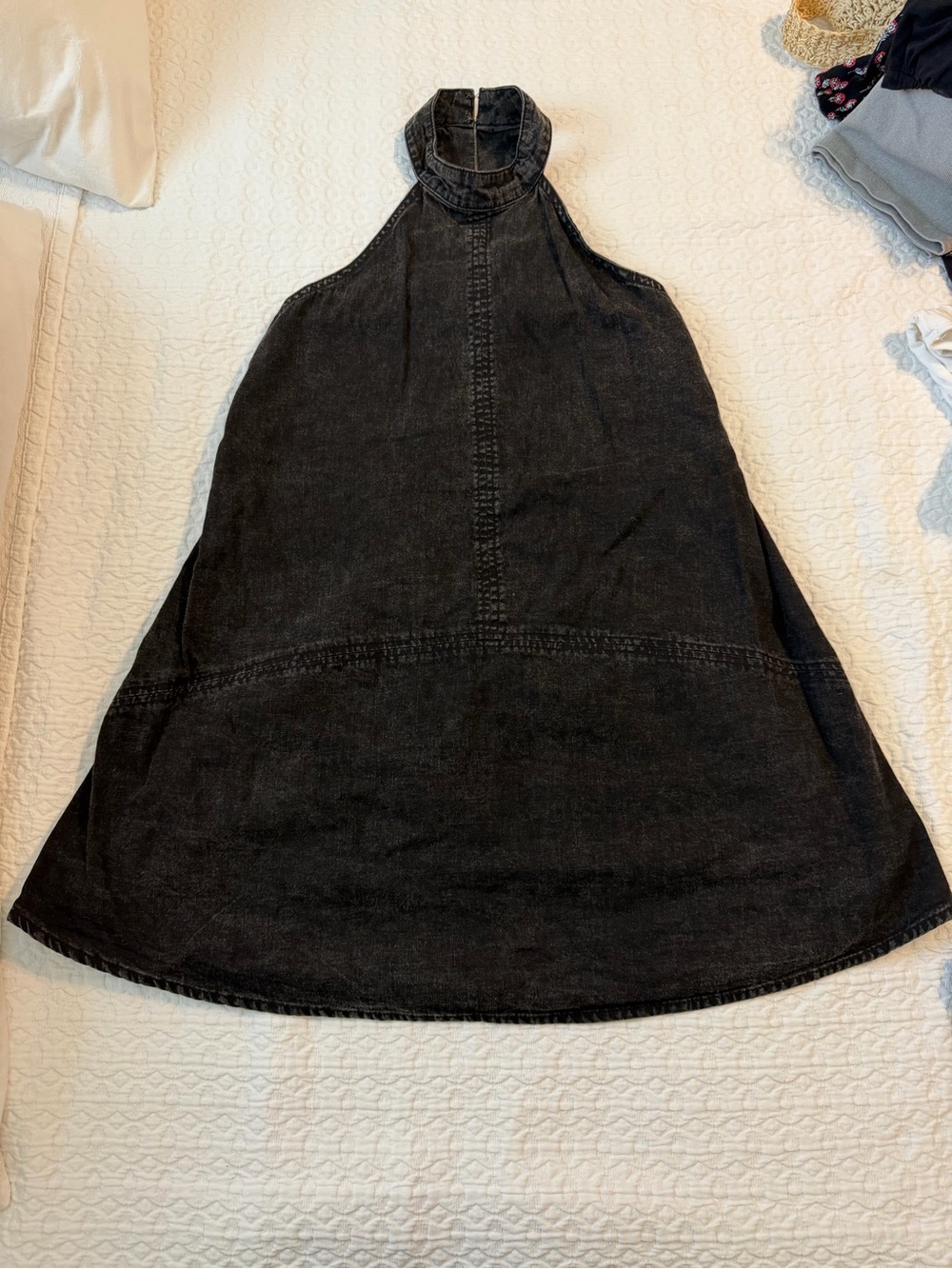Free People Black A-Line Halter Denim Dress